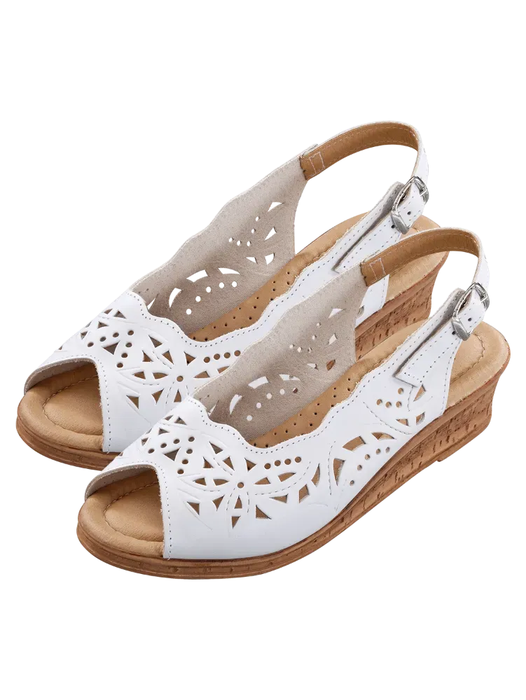 Women's Leather Cutwork Slingbacks