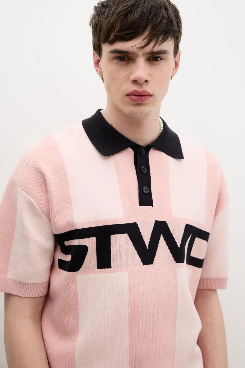 Striped STWD knit polo shirt