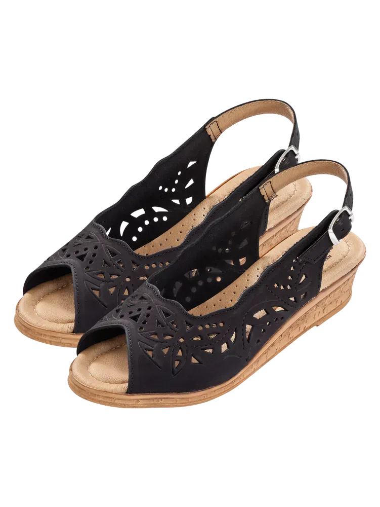 Women's Leather Cutwork Slingbacks