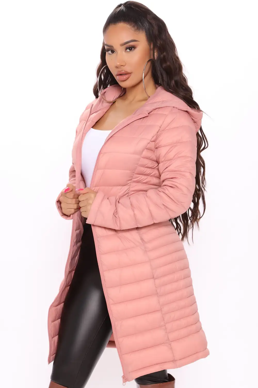 Padded Landing Puffer Coat - Mauve