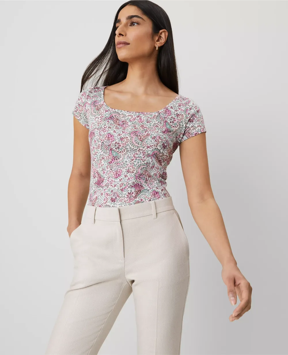 Floral Square Neck Tee