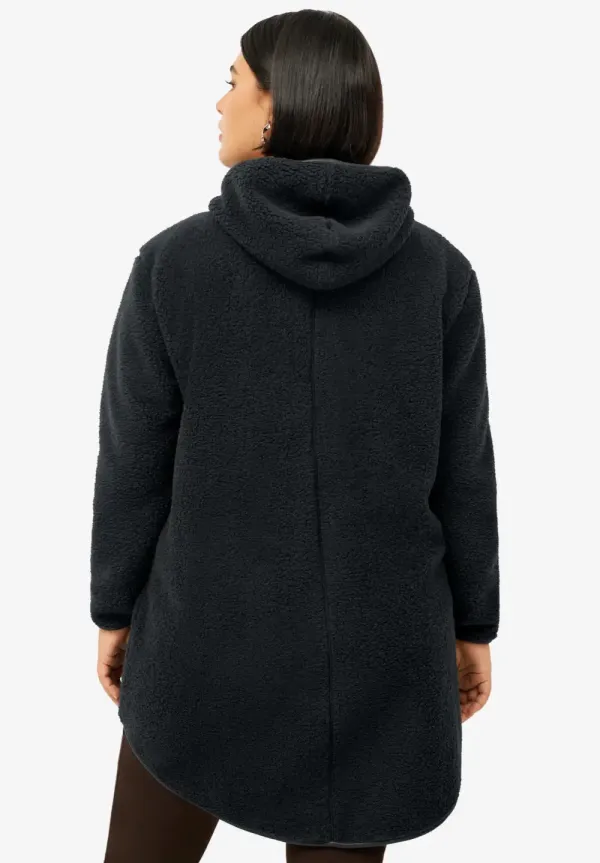 Zip Front Hooded Sherpa Jacket