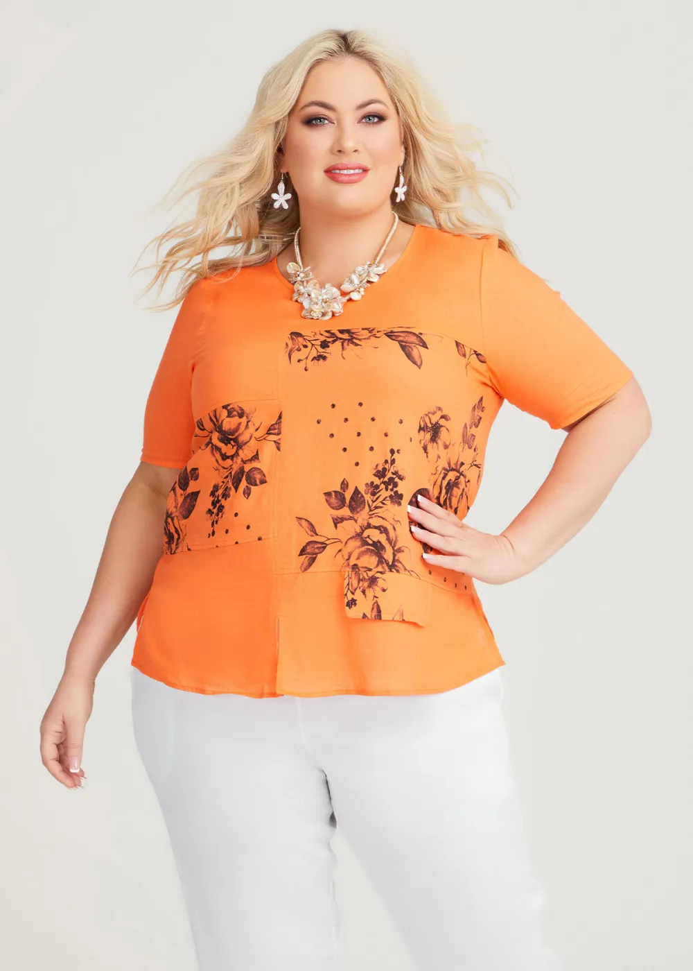 Linen Blend Spliced Top