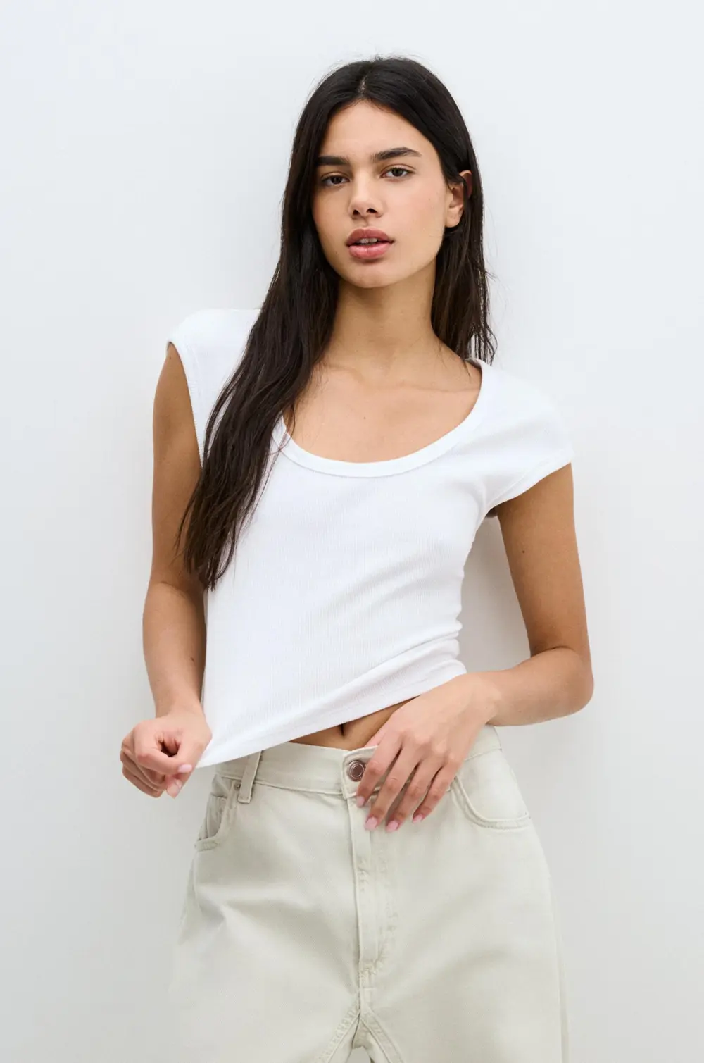 Ribbed short sleeve T-shirt
