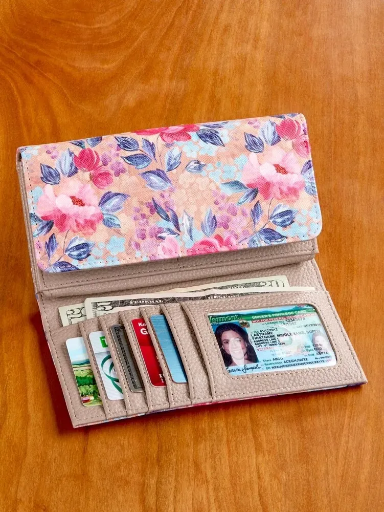 Watercolor Floral RFID-Blocking Clutch Wallet