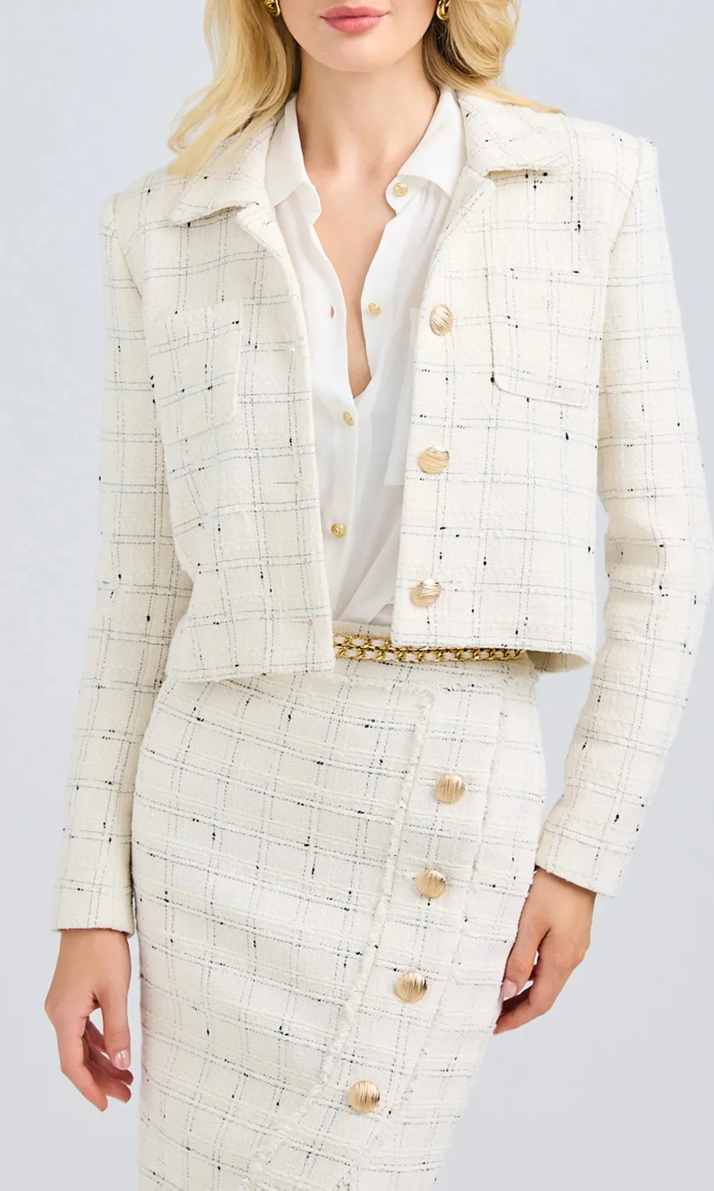 Arcadia Windowpane Tweed Skirt