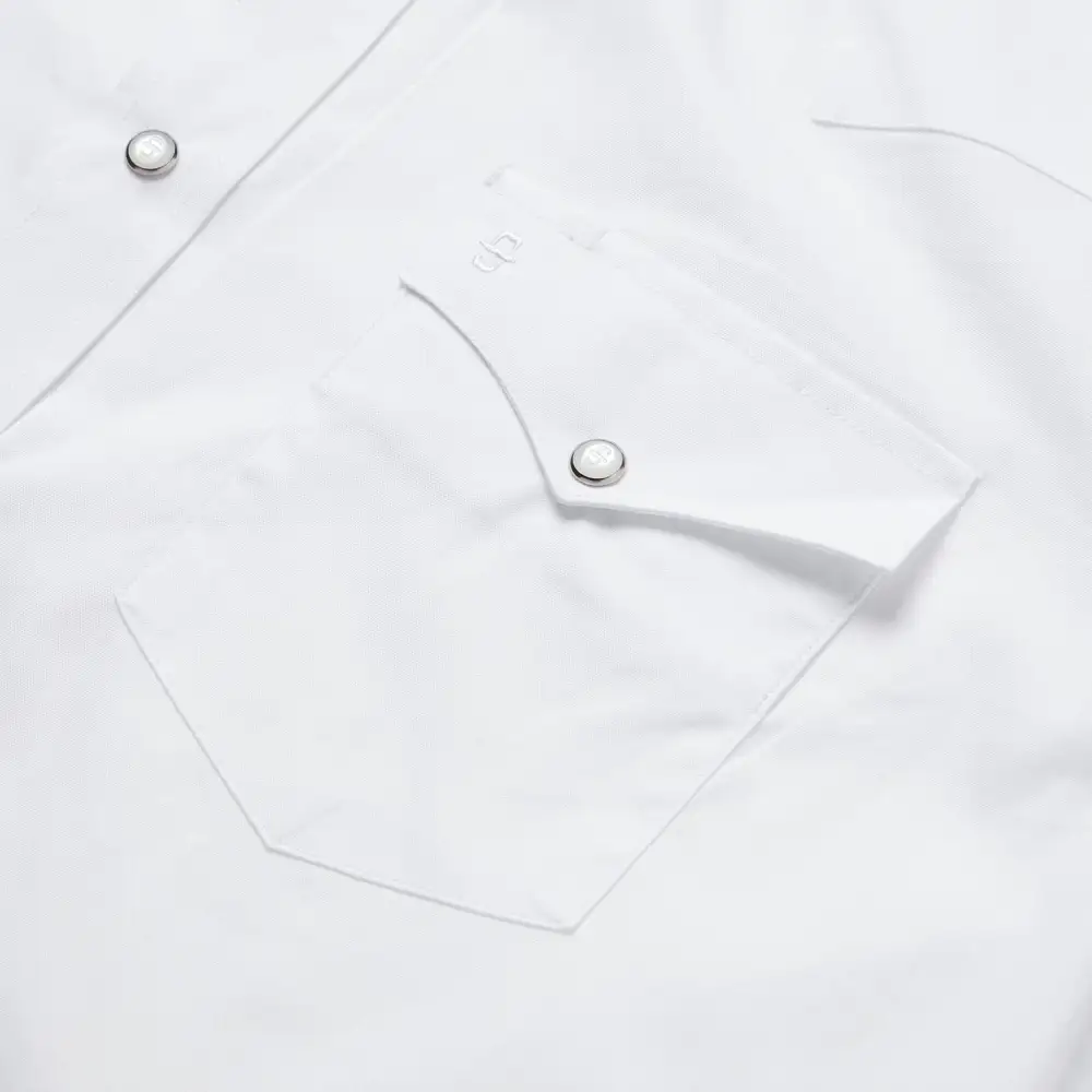 White Pinpoint Oxford Western Shirt