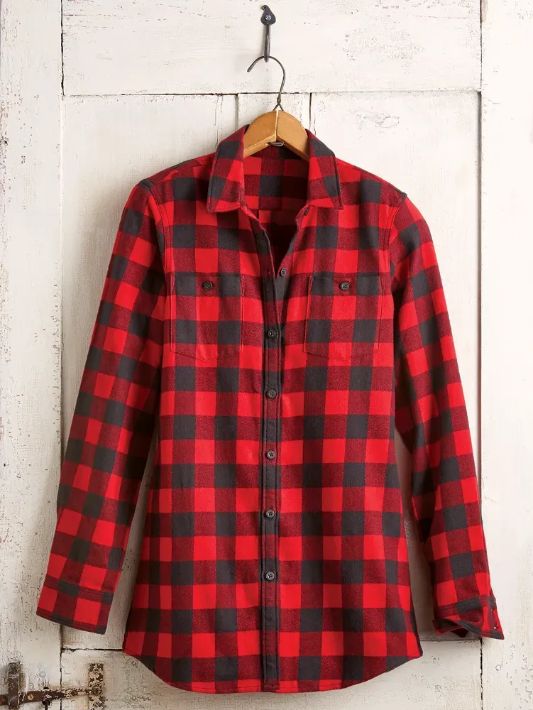 Women's Buffalo Check Flannel Boyfriend Shirt