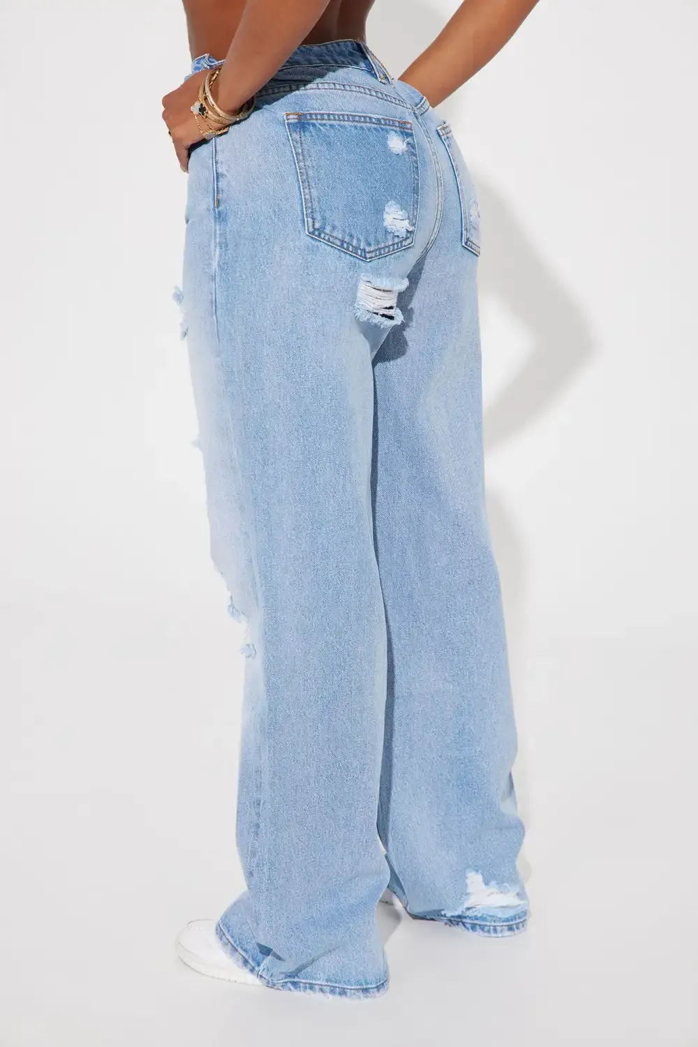 Left Him On Read Non Stretch Wide Leg Jeans - Medium Wash