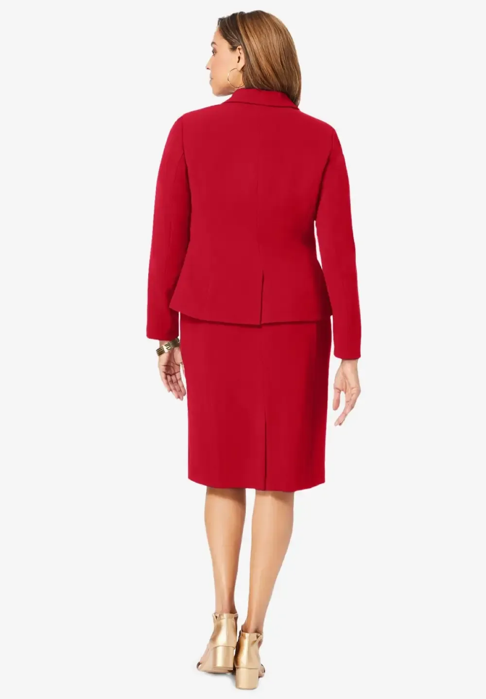 2-Piece Stretch Crepe Single-Breasted Jacket Dress