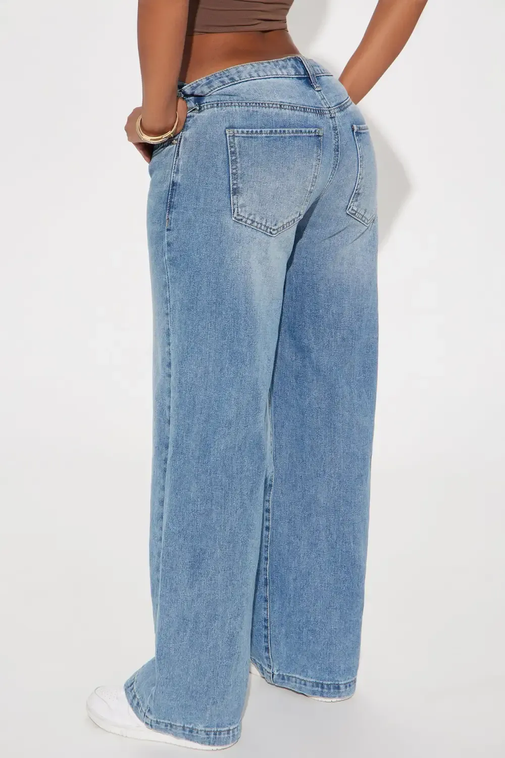 Alannah Non Stretch Low Rise Wide Leg Jeans - Medium Wash