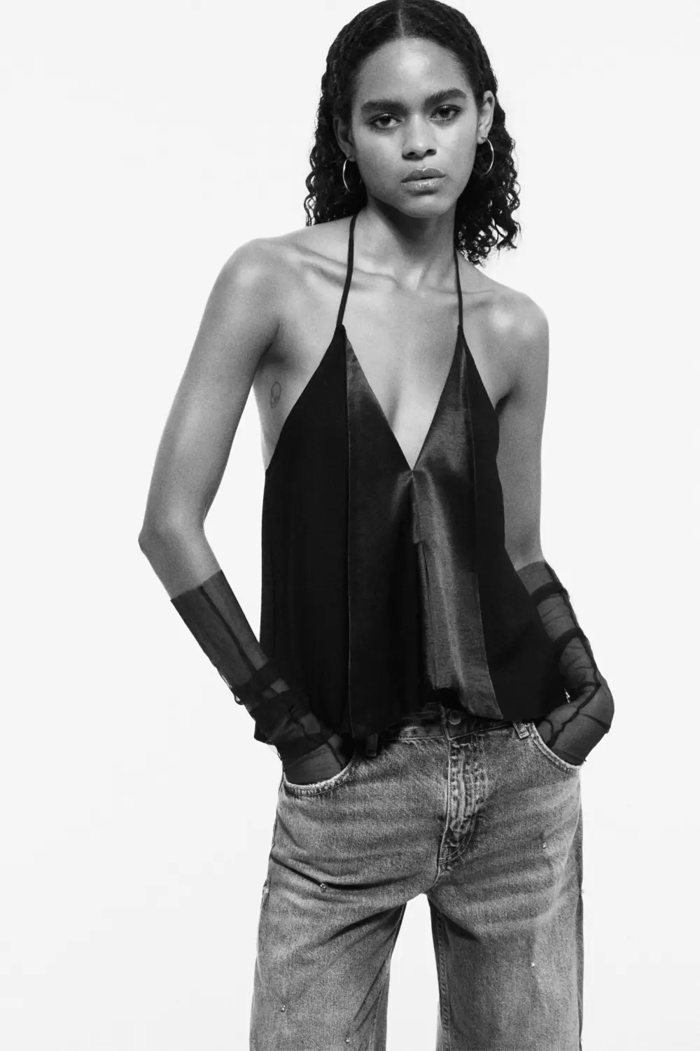 Satin top with lapels