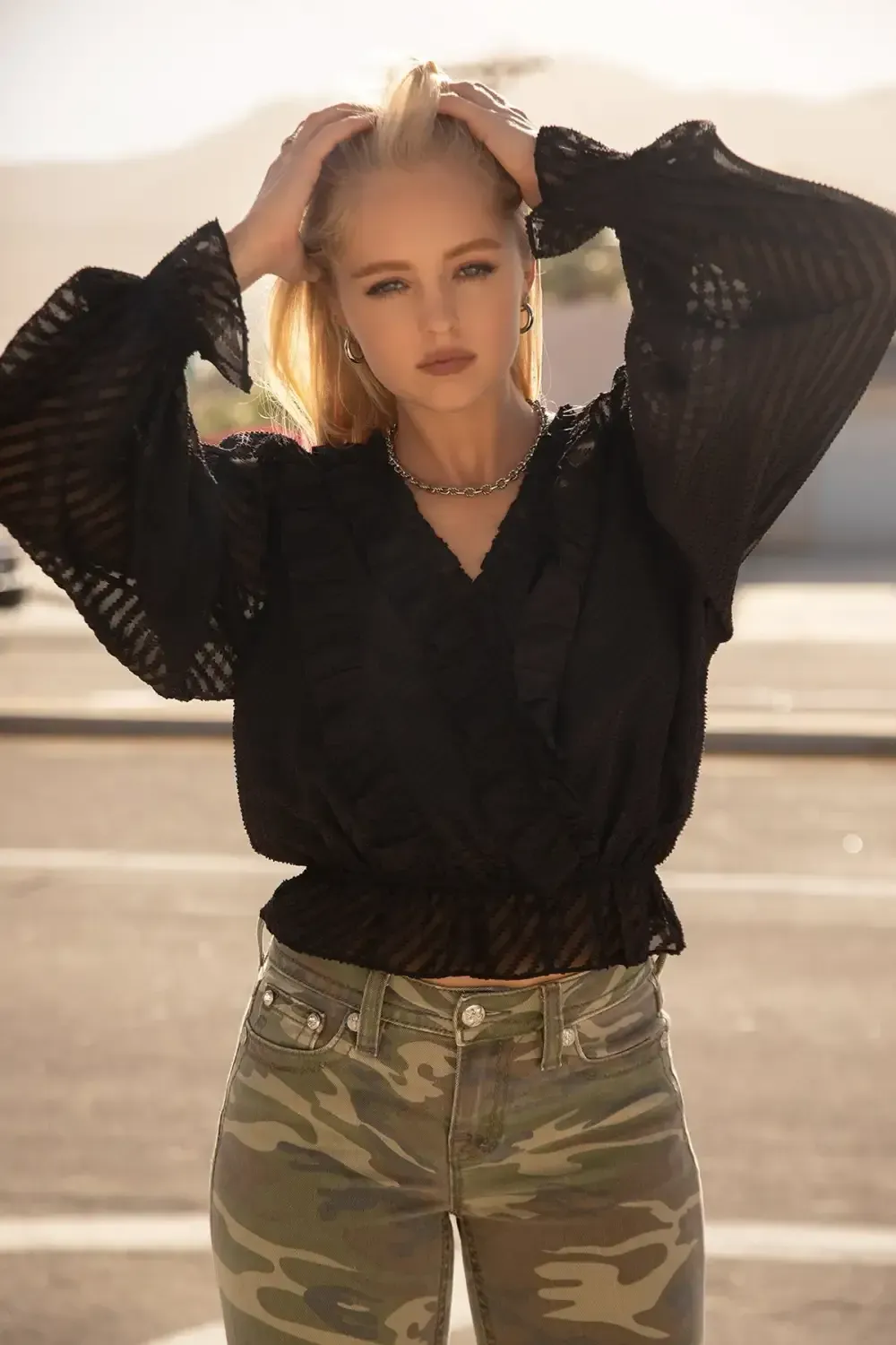 Ruffle Cropped Blouse