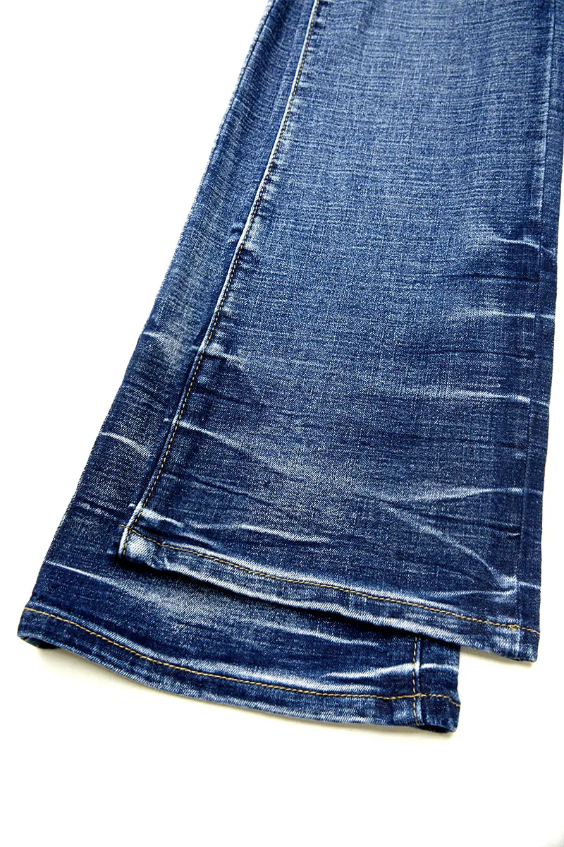 Ripped Double Button Mid Waist Skinny Jeans