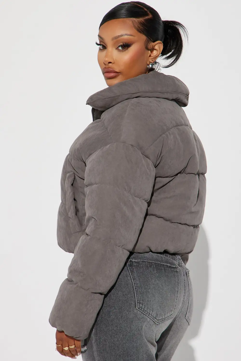 Too Hot To Handle Puffer Jacket - Grey