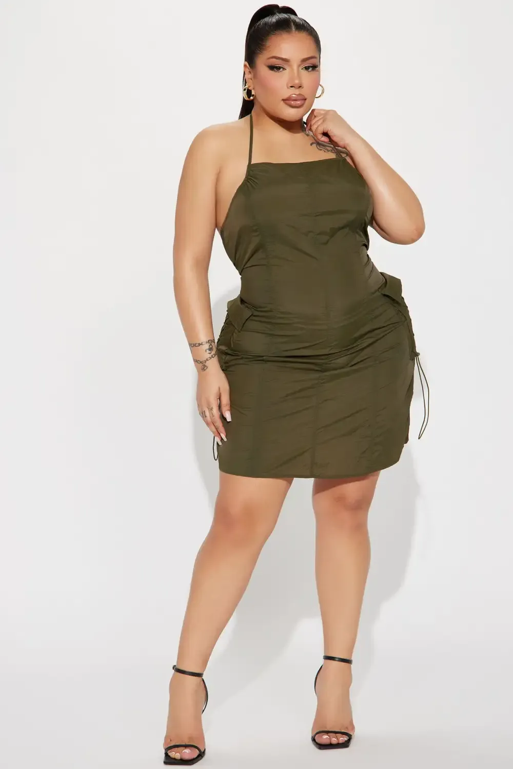 Precious Cargo Parachute Mini Dress - Olive