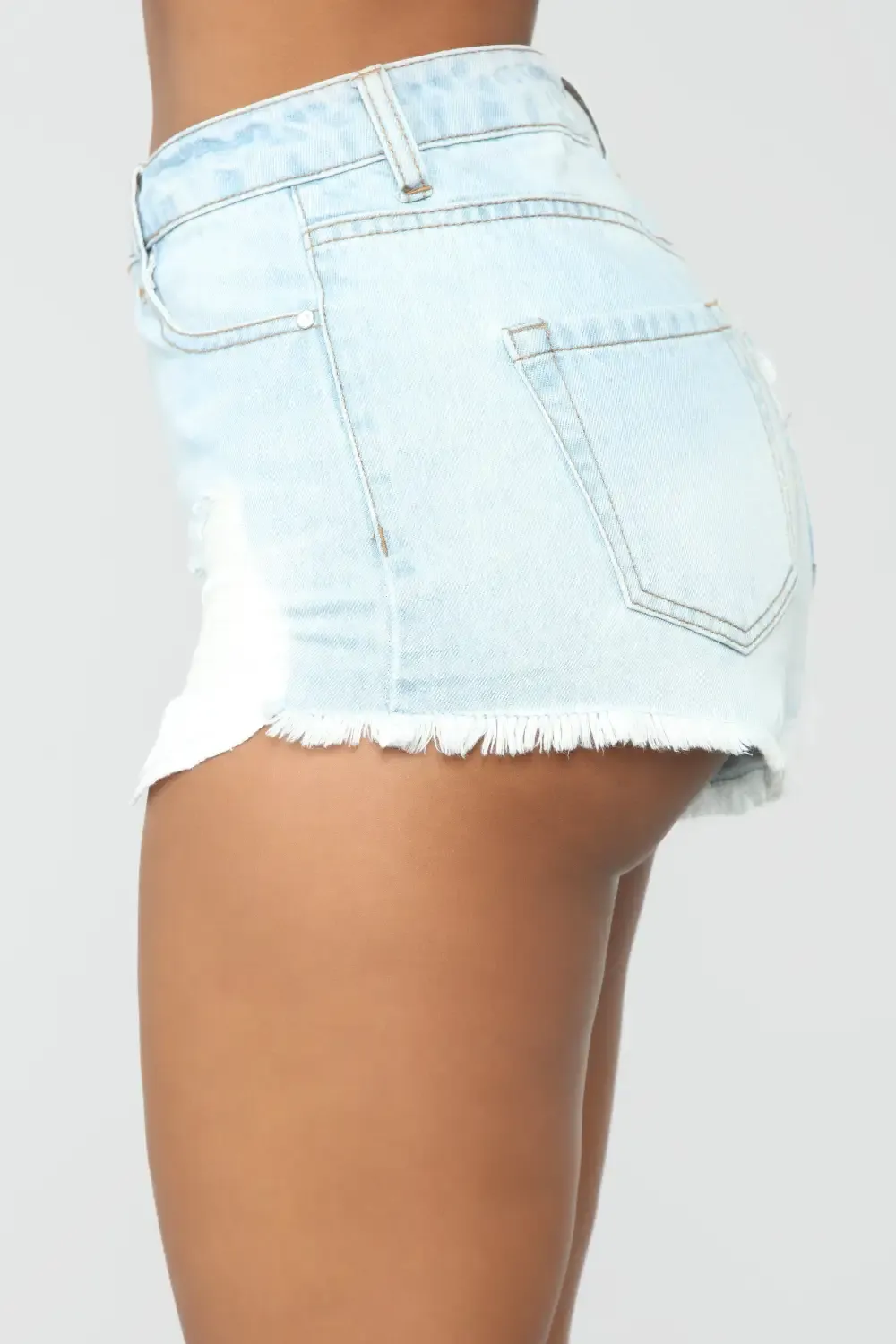 Not Your Groupie Distressed Shorts - Light Blue Wash