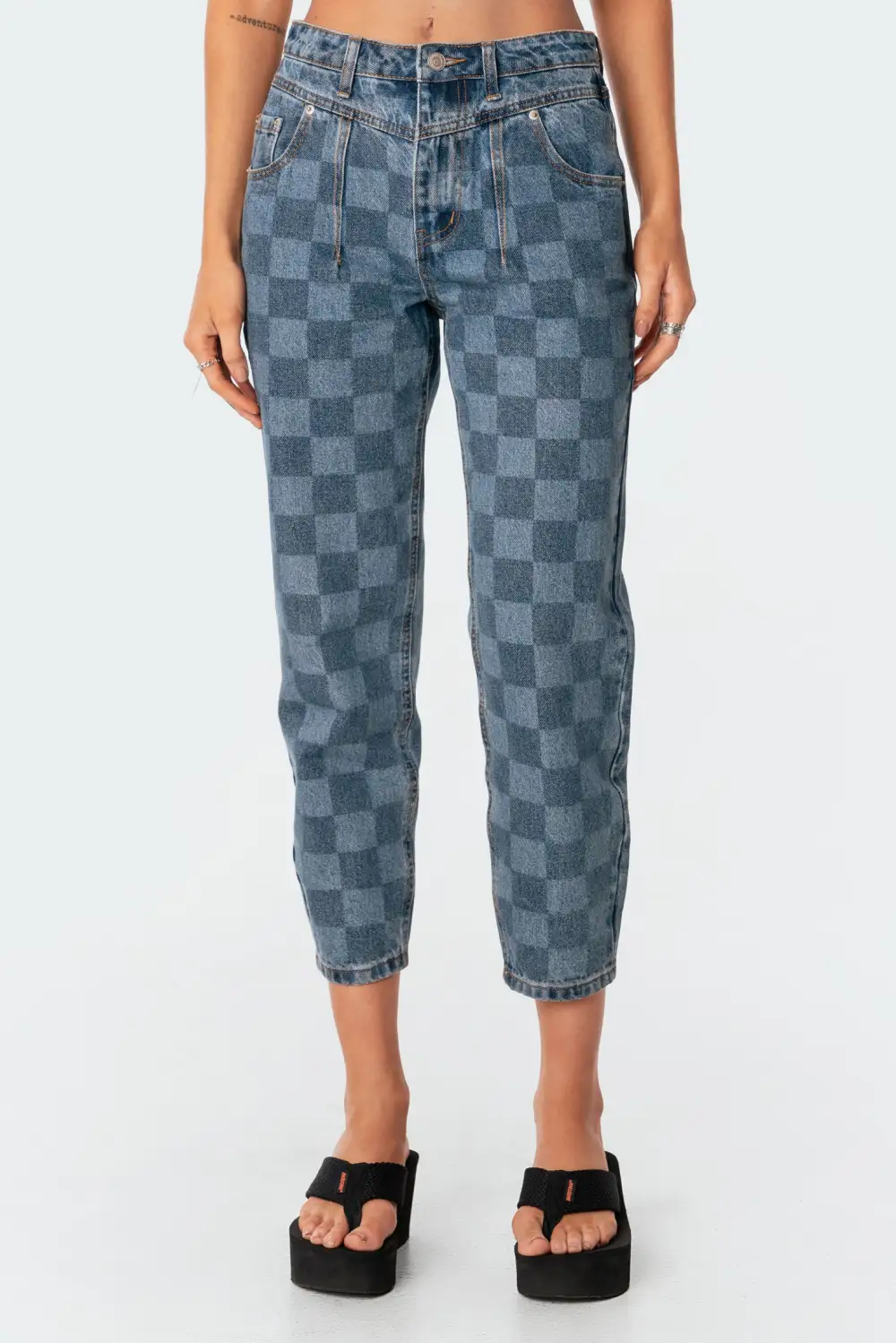 Blue Check Jeans