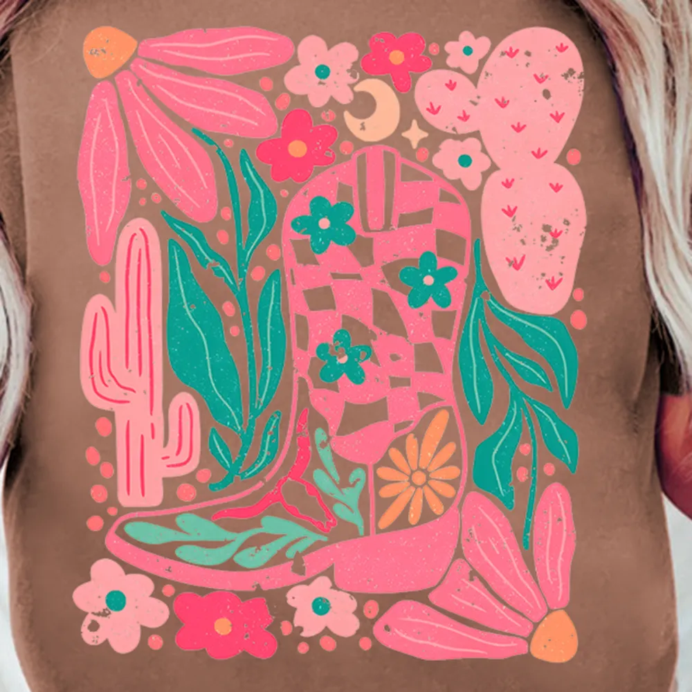 Women's Tropical Plant Print Short-Sleeved Top