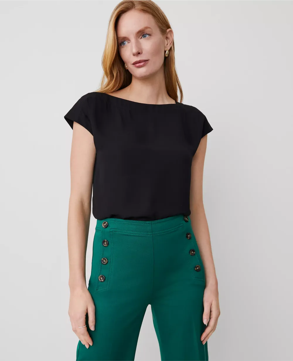Boatneck Shirttail Blouse