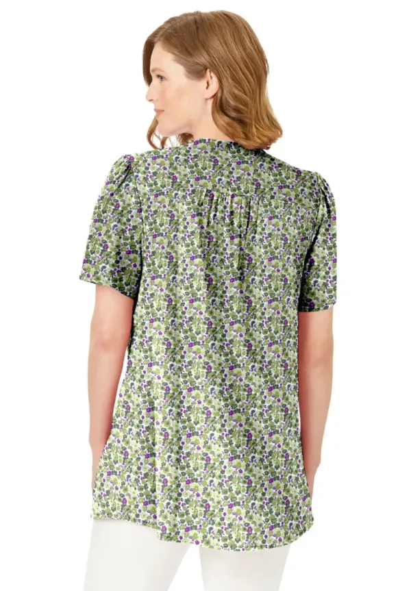 Pintucked Half-Button Tunic