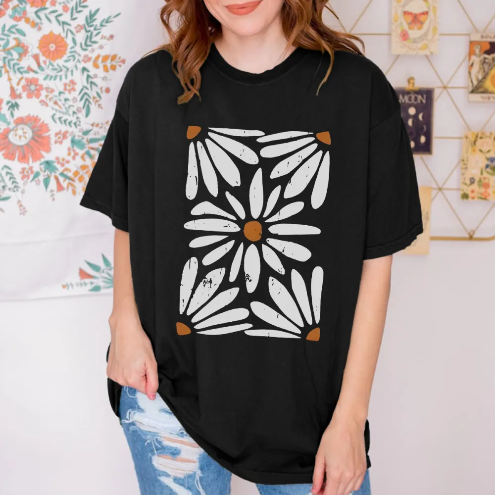 Round Neck Bohemian Print Women's Short Sleeve T-Shirt