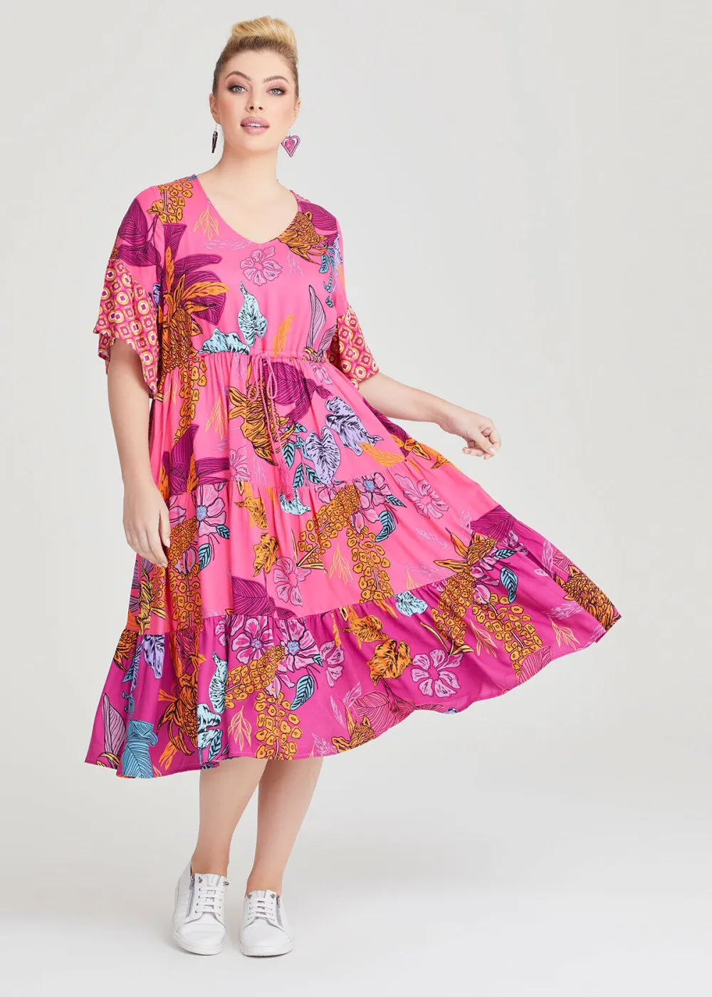 Natural Floral Geo Mix Dress