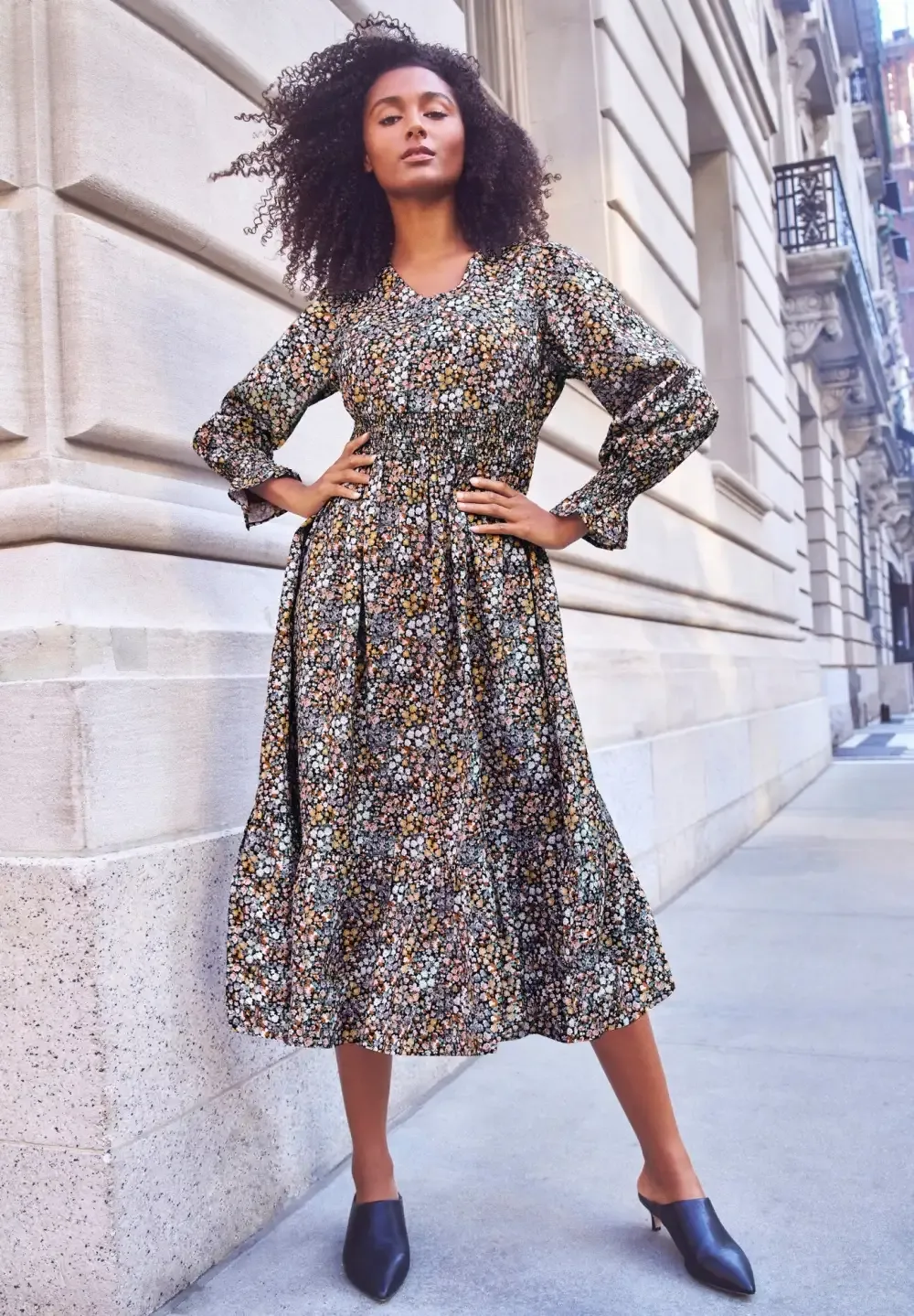Smocked Waist Midi Dress