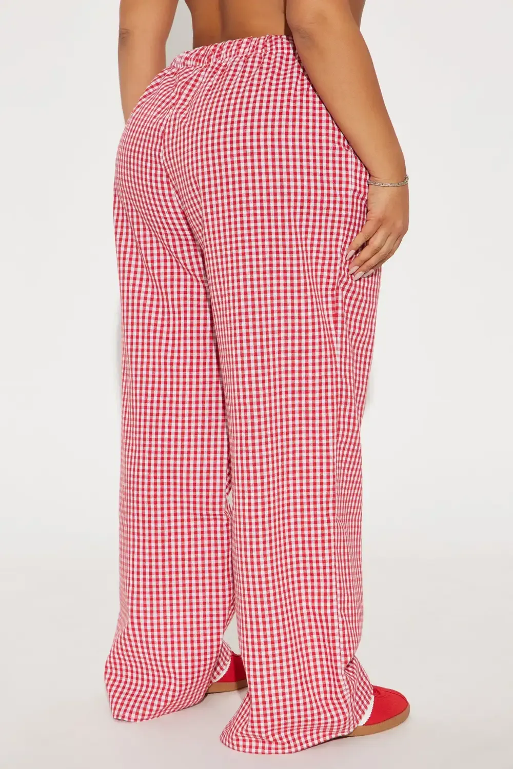 Ava Gingham Wide Leg Pant - Red/combo