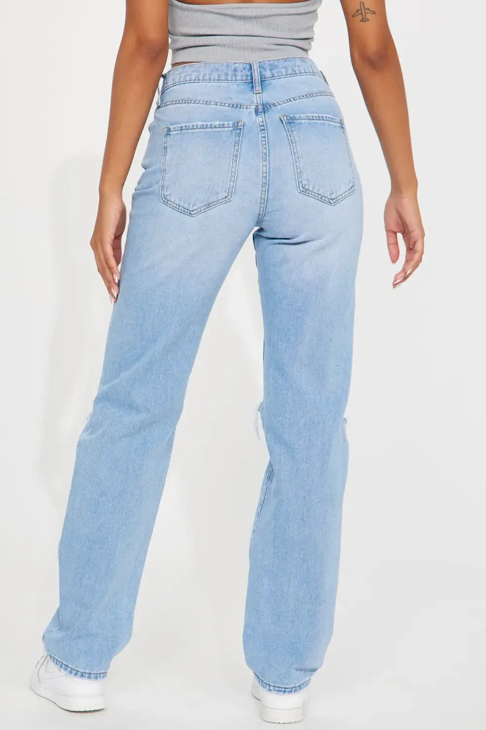 Just For You Ripped Non Stretch Straight Leg Jean - Light Wash