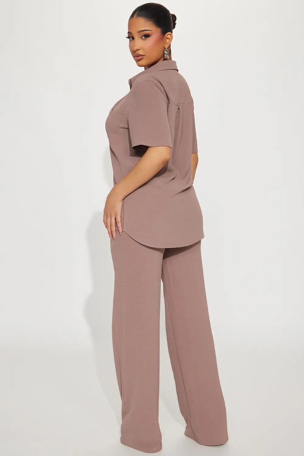 Makenzie Short Sleeve Pant Set - Mocha