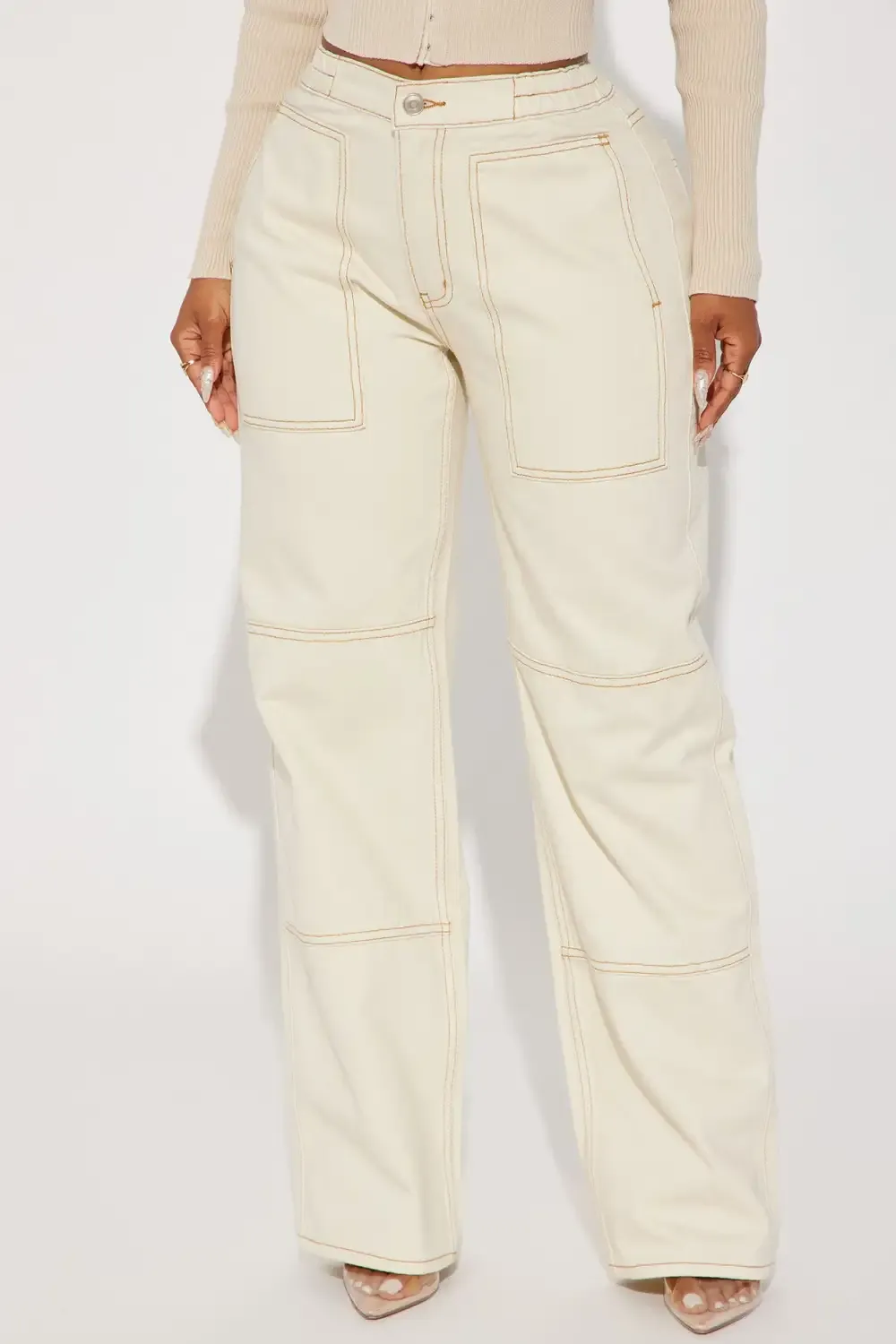 At First Glance Easy Waist Straight Leg Jeans - Ivory