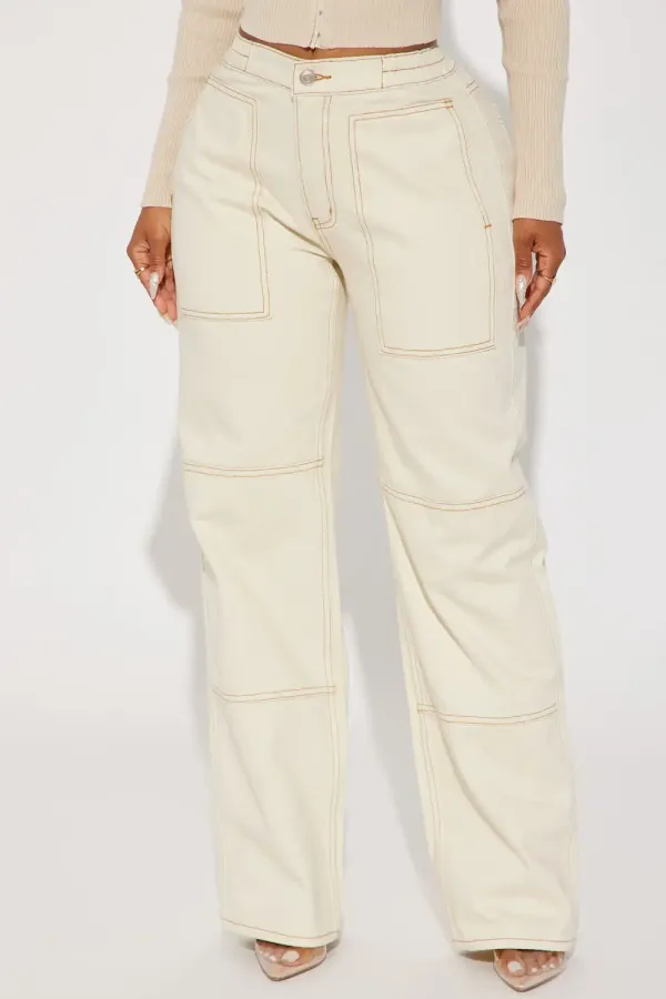 At First Glance Easy Waist Straight Leg Jeans - Ivory