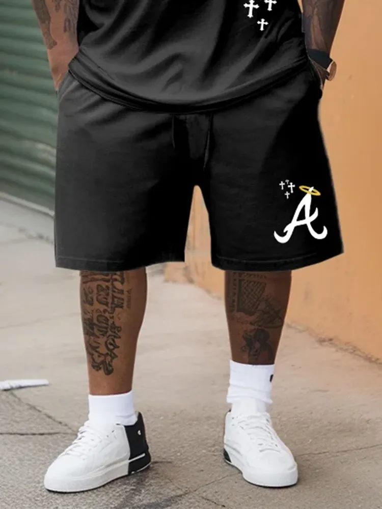 Men'S Plus Size God'S Plan Short Sleeve T-Shirt And Shorts Set