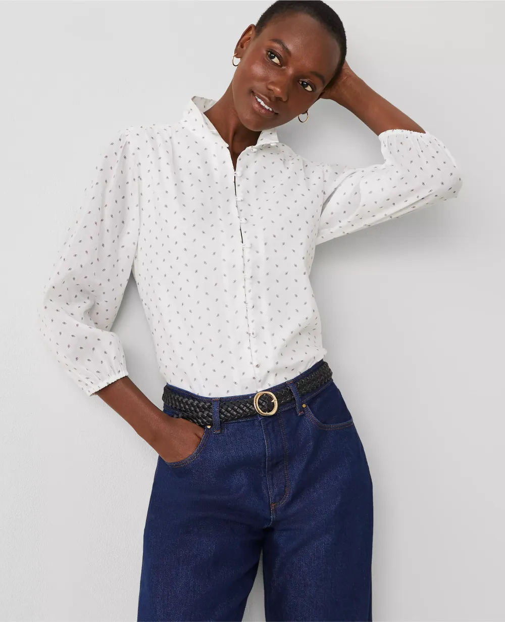 Floral Mock Neck Shirt