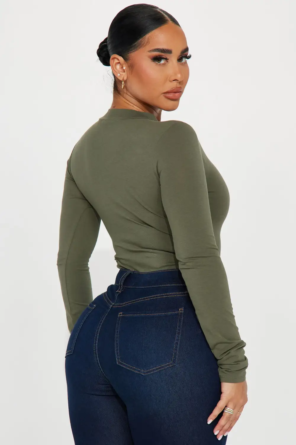 Melanie Mock Neck Bodysuit - Olive