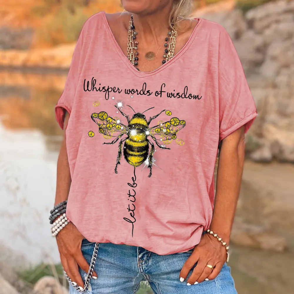 Whisper Words Of Wisdom Let It Be Bee Printed Graphic Tees