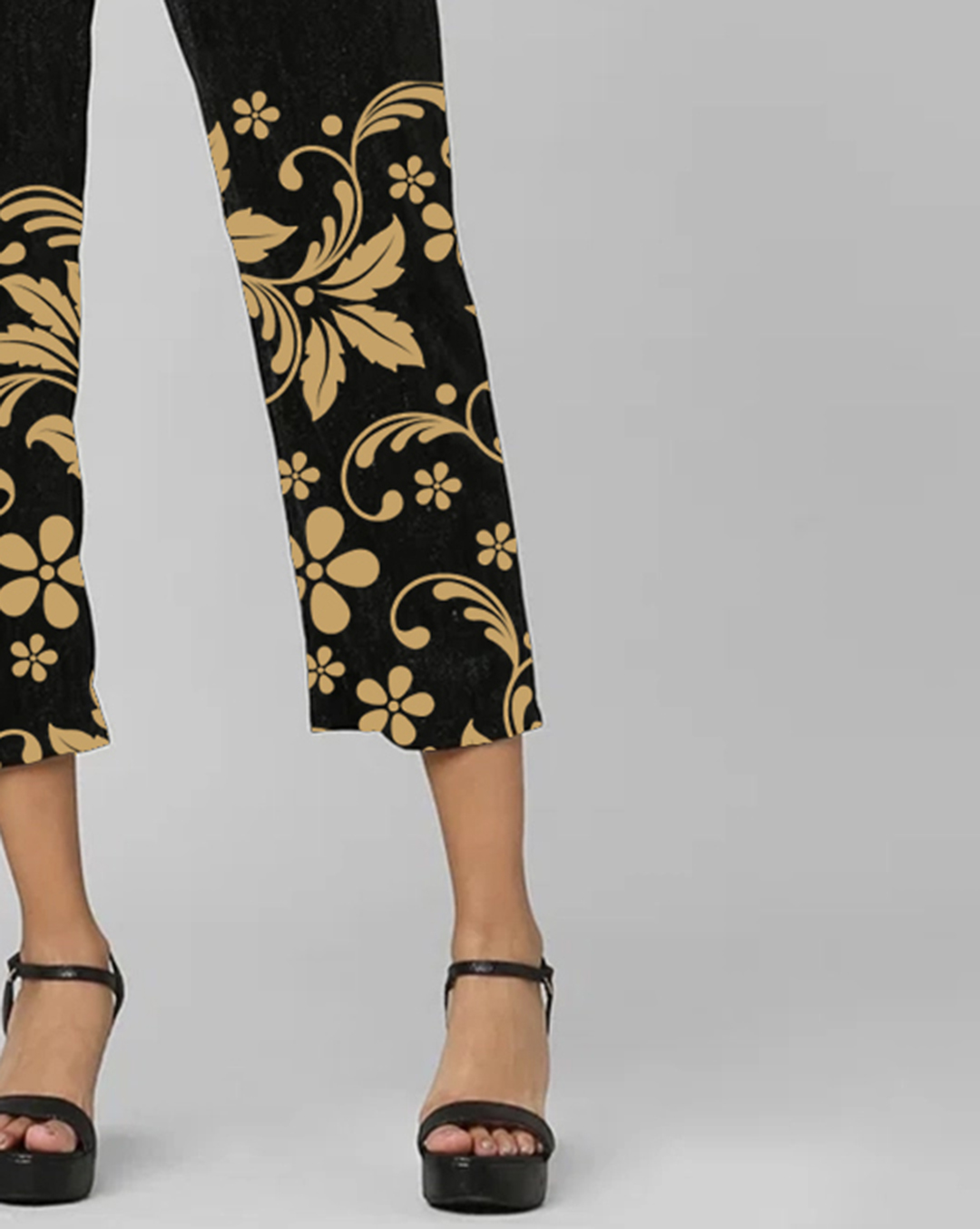 Black V Neck Floral Embroidery Jumpsuit