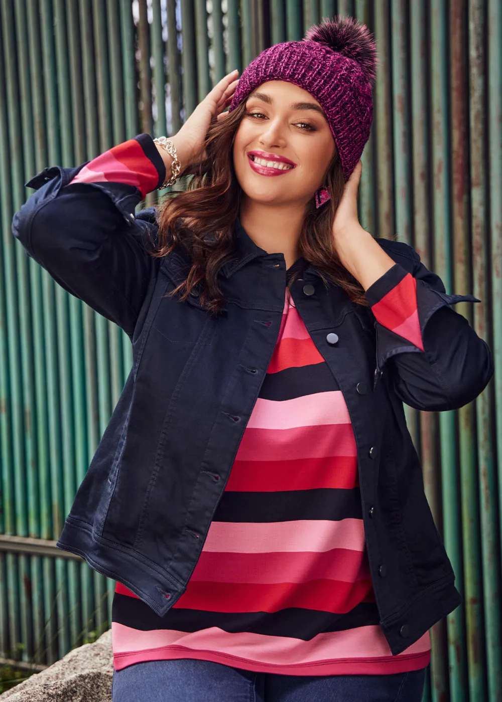 Bamboo Ponte Multi Stripes Top