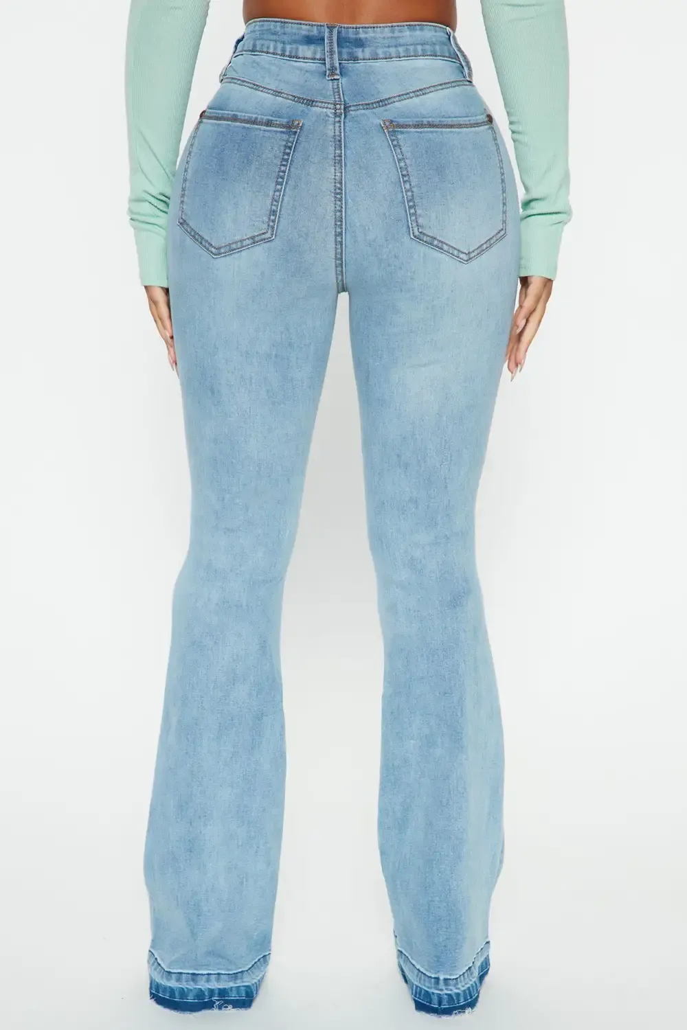 Rumors High Rise Release Hem Flare Jeans - Medium Wash