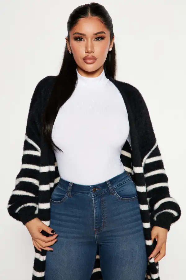 Feelin' Fine Striped Cardigan - Black/combo