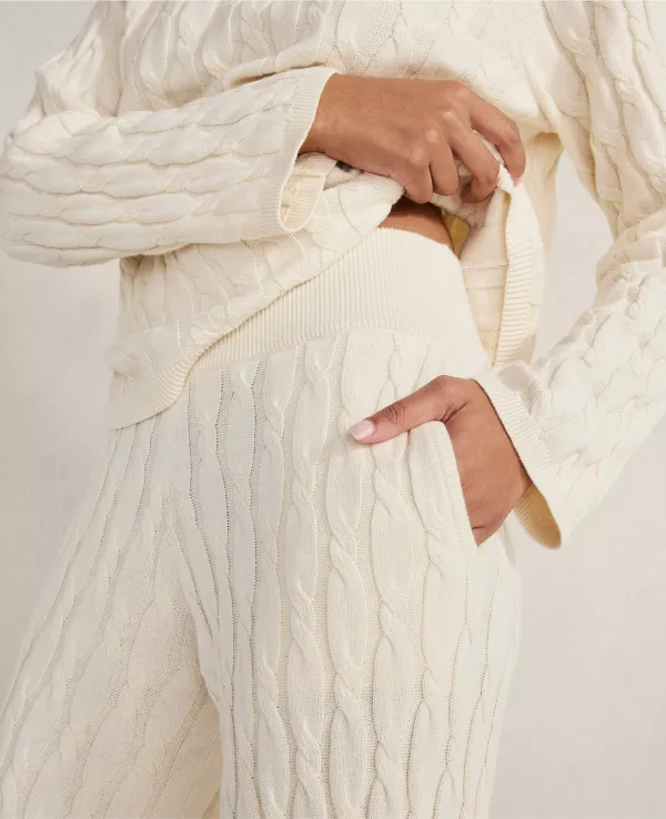 Haven Well Within Cotton Cashmere Cable Knit Wide Leg Pants