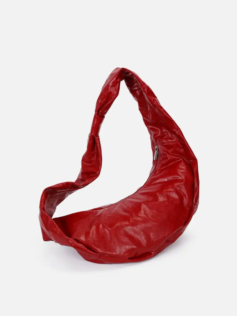 Red Faux Leather Diagonal Bag