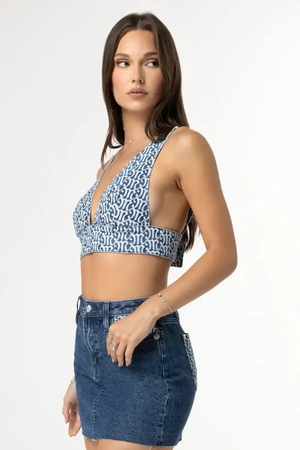 Missing in Denim Bralette Top