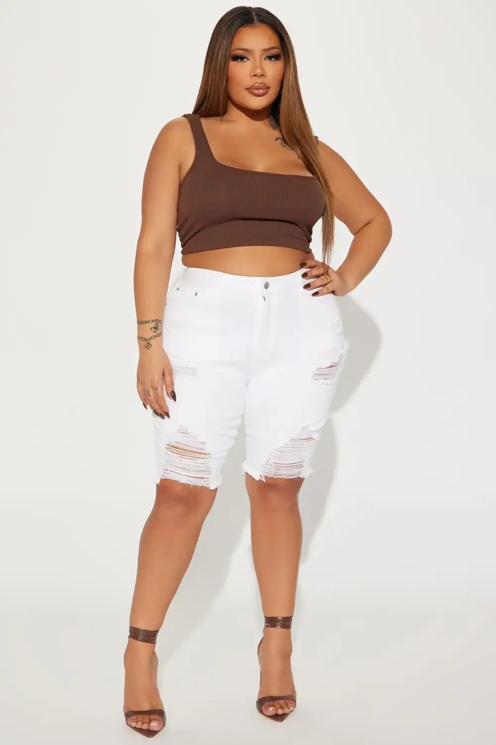 Haley Denim Bermuda Shorts - White