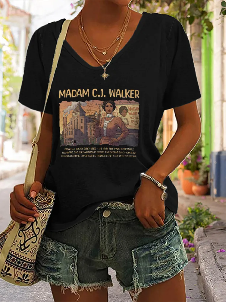 Women'S Madam C.J. Walker V-Neck Short-Sleeved T-Shirt
