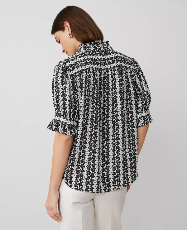 Floral Ruffle Collar Blouse