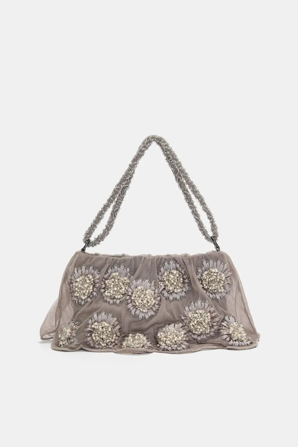 Bolso de hombro flores adornos