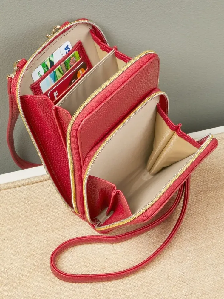 Women's Vertical RFID-Blocking Crossbody Bag
