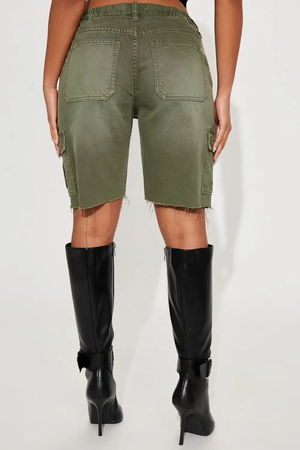 Wavelengths Cargo Denim Shorts - Olive